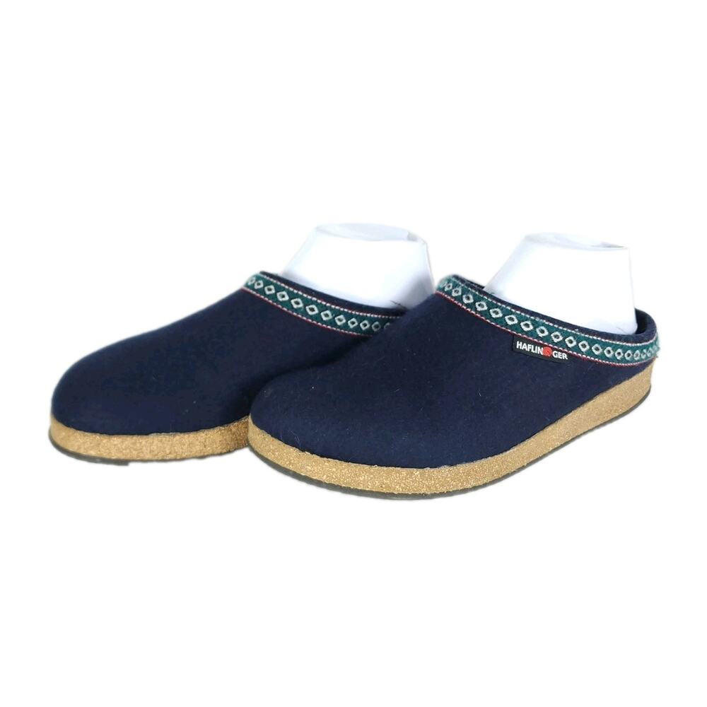 Haflinger Grizzly Franzl Women's US 9? Blue Felted Wool Slip On Slippers